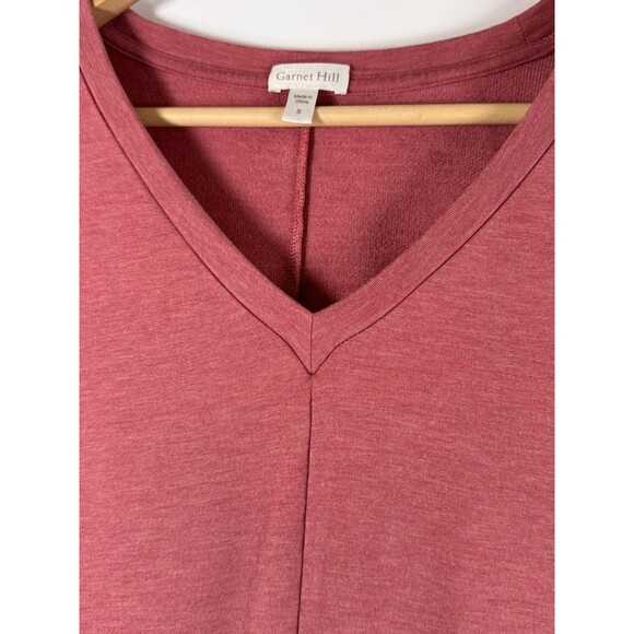 Garnet Hill Tunic Top Womens Small Red Tencel V Neck Stretch Handkerchief Hem - Picture 7 of 15